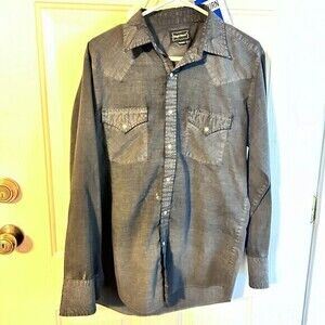 High Noon Men's Med. Western‎ Shirt Pearl Snap Black